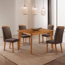 Mesa de Jantar Liz 120cm Tampo MDF Laminado Canto Copo com 4 Cadeiras Aline Mesa de Jantar Liz 120cm Tampo MDF Laminado Canto Copo com 4 Cadeiras Aline