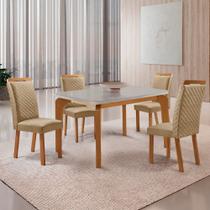 Mesa de Jantar Liz 120cm Tampo MDF Vidro Canto Copo com 4 Cadeiras Lorena Mesa de Jantar Liz 120cm Tampo MDF Vidro Canto Copo com 4 Cadeiras Lorena