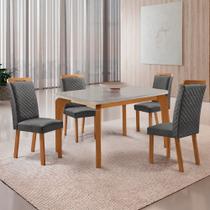 Mesa de Jantar Liz 120cm Tampo MDF Vidro Canto Copo com 4 Cadeiras Lorena Mesa de Jantar Liz 120cm Tampo MDF Vidro Canto Copo com 4 Cadeiras Lorena