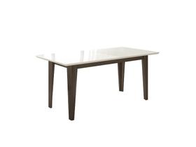 Mesa de Jantar Liz 160cm com Vidro Amêndoa/Off White - Poliman