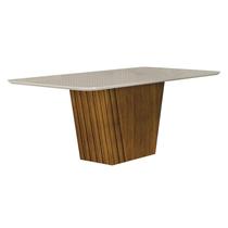 Mesa de Jantar Liz 1,80 com Vidro Freijó Off White Leifer Móveis Mesa de Jantar Liz 1,80 com Vidro Freijó Off White Leifer Móveis