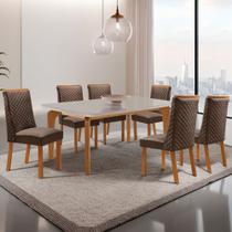 Mesa de Jantar Liz 180cm Tampo MDF Vidro Canto copo com 6 Cadeiras Yasmin Mesa de Jantar Liz 180cm Tampo MDF Vidro Canto copo com 6 Cadeiras Yasmin