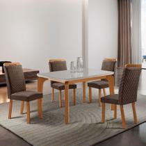 Mesa de Jantar Liz 4 Lugares Retangular MDF 120CM Marrom com Cadeiras Aline Moderna Mesa de Jantar Liz 4 Lugares Retangular MDF 120CM Marrom com Cadeiras Aline Moderna