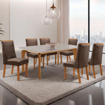 Mesa de Jantar Liz 6 Lugares Retangular Vidro 180CM Off White Moderna Mesa de Jantar Liz 6 Lugares Retangular Vidro 180CM Off White Moderna