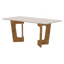 Mesa de Jantar Liz 6 Lugares Retangular Vidro 25mm 160CM Cinamomo Off White