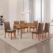 Mesa de Jantar Liz Yasmin 180 cm Tampo MDF Canto copo Laminado com 6 Cadeiras Moderna Mobília Mesa de Jantar Liz Yasmin 180 cm Tampo MDF Canto copo Laminado com 6 Cadeiras Moderna Mobília