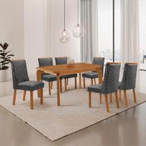 Mesa de Jantar Liz Yasmin 6 Lugares Retangular MDF 180CM Grafite Moderna Mesa de Jantar Liz Yasmin 6 Lugares Retangular MDF 180CM Grafite Moderna
