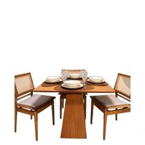 Mesa de Jantar Loft 4 Lugares Quadrada MDF 100CM Freijo Amadeirado Mesa de Jantar Loft 4 Lugares Quadrada MDF 100CM Freijo Amadeirado