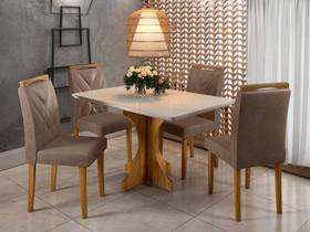 Mesa de Jantar Londres 1.200.80 Com 4 Cadeiras Califórnia Cinamomo/Off White/Avelã