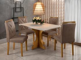 Mesa de Jantar Londres 1.20x0.80 Com 4 Cadeiras Califórnia Cinamomo/Off White/Avelã