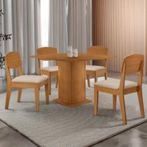 Mesa De Jantar Loren 90cm Mdf 4 Cad Copper Moderna Mobilia Veludo Creme/naturale Laminado