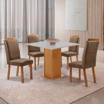 Mesa De Jantar Loren 90cm Tampo MDF Canto Reto com 4 Cadeiras Lorena Mesa De Jantar Loren 90cm Tampo MDF Canto Reto com 4 Cadeiras Lorena