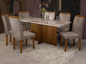 Mesa de Jantar Los Angeles 1.60x0.80 Com 6 Cadeiras Califórnia Cinamomo/Off white/Avelã