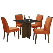 Mesa de Jantar Los Angeles 120x80cm em Linho com 4 Cadeiras Minas Plac Cor Canela Grafite com Tecido Cobre Mesa de Jantar Los Angeles 120x80cm em Linho com 4 Cadeiras Minas Plac Cor Canela Grafite com Tecido Cobre