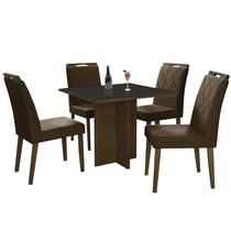 Mesa de Jantar Los Angeles 90x90cm em Linho com 4 Cadeiras Minas Plac Cor Canela Grafite com Tecido Marrom Mesa de Jantar Los Angeles 90x90cm em Linho com 4 Cadeiras Minas Plac Cor Canela Grafite com Tecido Marrom