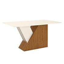 Mesa de Jantar Lucena 160 cm Tampo Reto com Vidro Nature Off White Henn