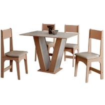 Mesa de Jantar Luiza 110x75cm Sem Vidro com 4 Cadeiras Delta em material sintético Sonetto
