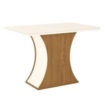 Mesa de Jantar Luiza 120 cm Canto Arredondado com Vidro Nature Off White Henn