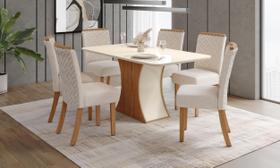 Mesa de Jantar Luiza 160 C. Vidro 6 Cad. Malu Linho - Henn