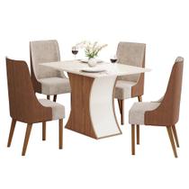 Mesa de Jantar Luíza Tampo de MDF com 4 Cadeiras Ivy - Móveis Henn