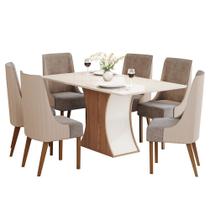 Mesa de Jantar Luíza Tampo de MDF com 6 Cadeiras Ivy - Móveis Henn