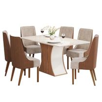 Mesa de Jantar Luíza Tampo de MDF com 6 Cadeiras Ivy - Móveis Henn
