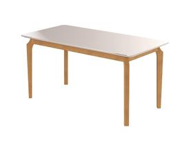 Mesa de Jantar Lyz 180x90 MDF Tampo em VIdro Off/White