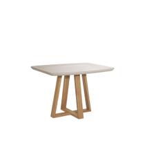 Mesa de Jantar Madeira Bennett c/ Vidro 4 lugares Cinamomo Off White Província