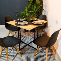 Mesa De Jantar Madeira E Ferro Estilo Industrial 4 Lugares