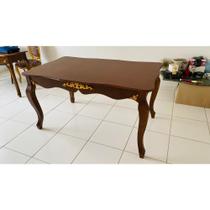 Mesa de Jantar Madeira Luiz XV Apliques Dourado