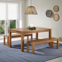 Mesa de Jantar Madeira Maciça com 2 Bancos Primavera CabeCasa MadeiraOriginals