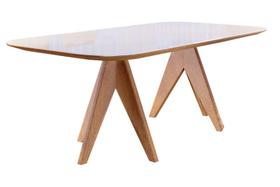 Mesa de Jantar Madeira Maciça com Vidro 1,60x0,90m - Safira - Harmonia Salas