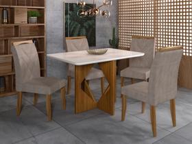Mesa de Jantar Madri 0.90x0.90 Com 4 Cadeiras Califórnia Cinamomo/Off white/Avelã