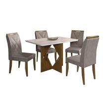 Mesa de Jantar Madrid 120x80cm com 4 Cadeiras Califórnia Minas Plac Cor Cinamomo Off White