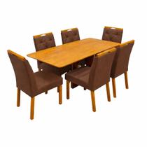 Mesa de Jantar Madrid Dubai 160x80cm Sem Vidro e 6 Cadeiras Jasmim em Veludo Estofadas Minas Plac Cor Cinamomo com Tecido Marrom Mesa de Jantar Madrid Dubai 160x80cm Sem Vidro e 6 Cadeiras Jasmim em Veludo Estofadas Minas Plac Cor Cinamomo com Tecido Marrom