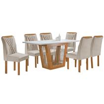 Mesa de Jantar Marselha 160x80cm com 6 Cadeiras Cel Móveis Cinamomo Off White
