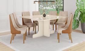 Mesa de Jantar Mavi 150 C/ Vidro Off White - Henn