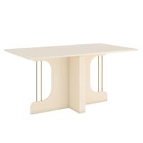 Mesa de Jantar Mavi 160 cm Canto Reto sem Vidro Off White Henn