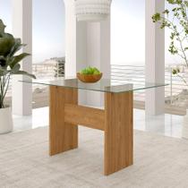 Mesa De Jantar Mdf Avulsa Tampo De Vidro 8mm Luanda Cinamomo - M.a Mesa De Jantar Mdf Avulsa Tampo De Vidro 8mm Luanda Cinamomo - M.a