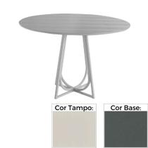 Mesa de Jantar MH-5299 Herval Redonda 110 cm Madeira Laca Fosca Off White Base Grafite