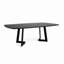 Mesa de Jantar MH-5346 Herval Retangular 170 cm Madeira Laca Fosca Preta Vidro Preto