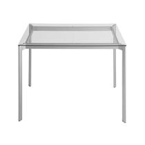 Mesa de Jantar Mila com Tampo de Vidro Quadrado Base Aço Cinza 80cm - 55727