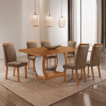 Mesa de Jantar Milena 180 cm Tampo MDF Laminado Canto copo com 6 Cadeiras Aline Mesa de Jantar Milena 180 cm Tampo MDF Laminado Canto copo com 6 Cadeiras Aline