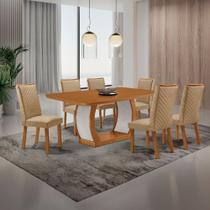 Mesa de Jantar Milena 180cm Tampo MDF Canto Copo Laminado e 6 Cadeiras Lira Mesa de Jantar Milena 180cm Tampo MDF Canto Copo Laminado e 6 Cadeiras Lira