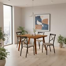 Mesa de Jantar Millena 80x80 em Madeira Maciça Estilo Contemporâneo Castanho Mesa de Jantar Millena 80x80 em Madeira Maciça Estilo Contemporâneo Castanho