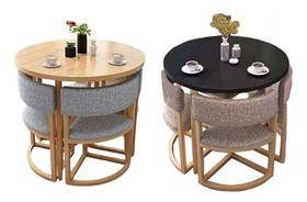Mesa De Jantar Minimalista Com 4 Cadeiras Compacta 100cm