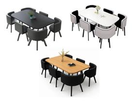 Mesa De Jantar Minimalista Com 6 Cadeiras Compacta 145cm Mesa De Jantar Minimalista Com 6 Cadeiras Compacta 145cm