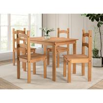 Mesa De Jantar Mobília Compacta Com 4 Cadeiras Em Madeira 100x70 Mel Mesa De Jantar Mobília Compacta Com 4 Cadeiras Em Madeira 100x70 Mel