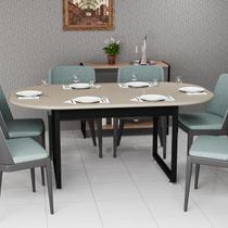 Mesa De Jantar Moderna Com Base Metálica Estilo Industraial 6 Lugares Oval