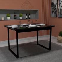 Mesa De Jantar Moderna Estilo Industrial Pés Ferro Tampo MDF 120x80 4 Lugares
